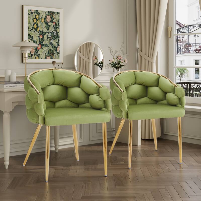 Velvet Handmade Accent Chairs (Set of 2) - Green
