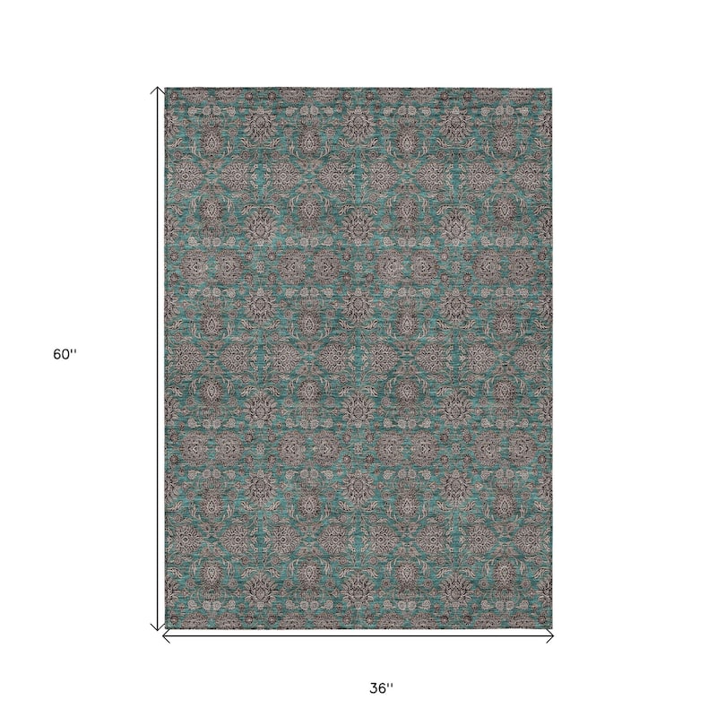 HomeRoots Floral Transitional Rectangle Outdoor Rug