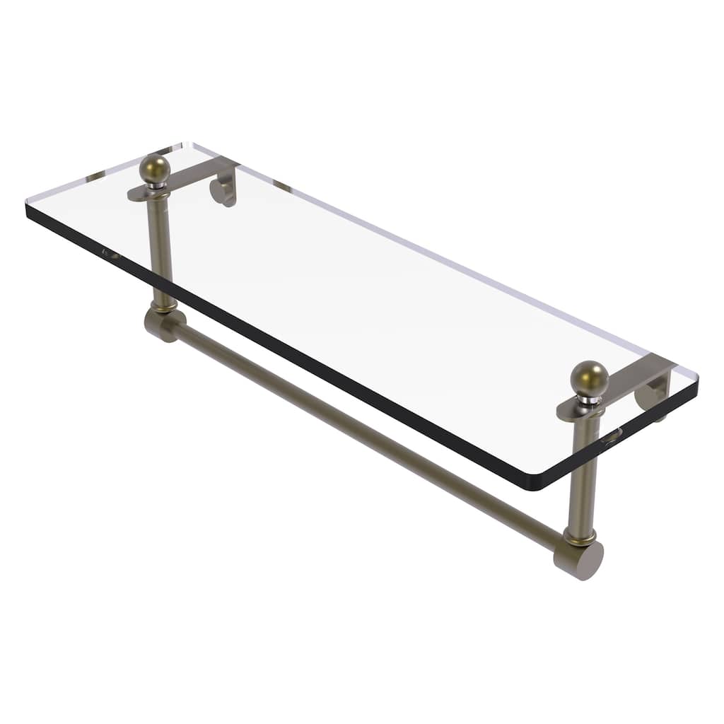 Allied Brass 16 Inch Glass Vanity Shelf with Integrated Towel Bar