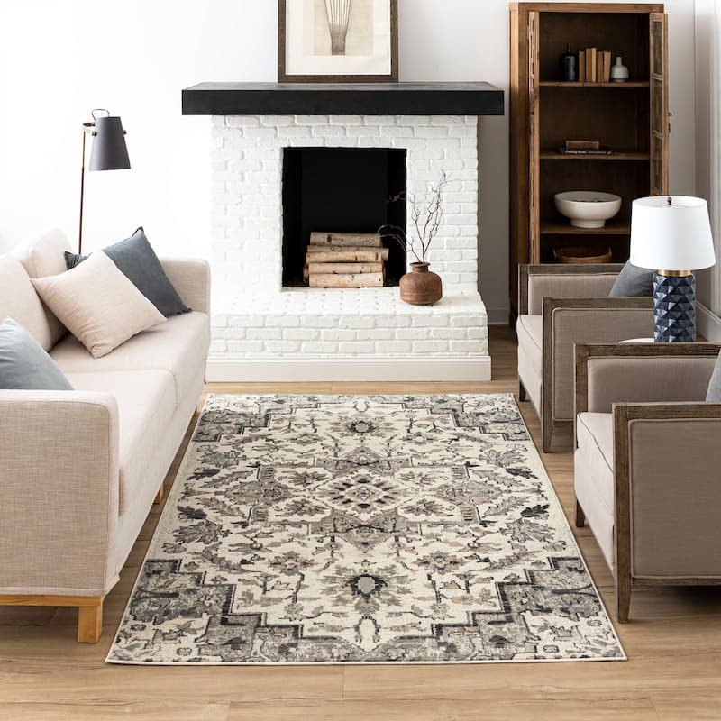 Mohawk Home Pandora Floral Ornamental Medallion Woven Area Rug