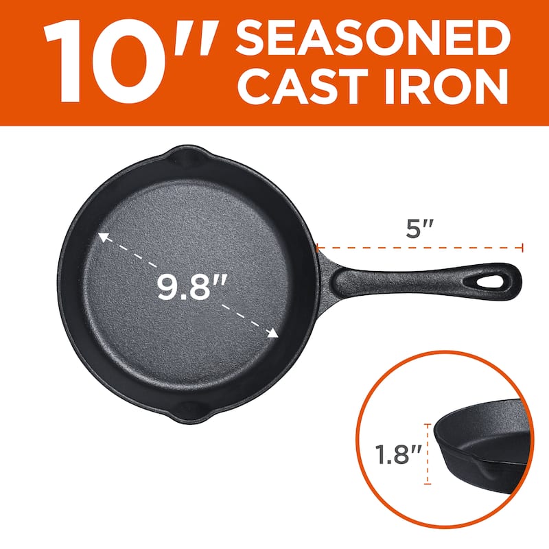 3 Piece Cast Iron Skillet Set 6 inch 8 inch and 10 inch Pre-seasoned Cast Iron Cookware