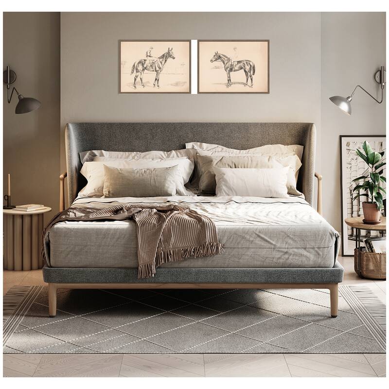 Kate and Laurel Portrait of Race Horse And Mounted Jockey 2 Piece Framed Canvas Wall Art Set by Nostalgia Prints