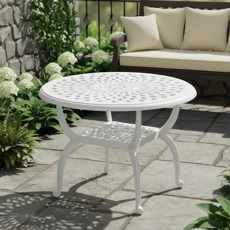 Modern Aluminum Round Coffee Table for Outdoor Spaces
