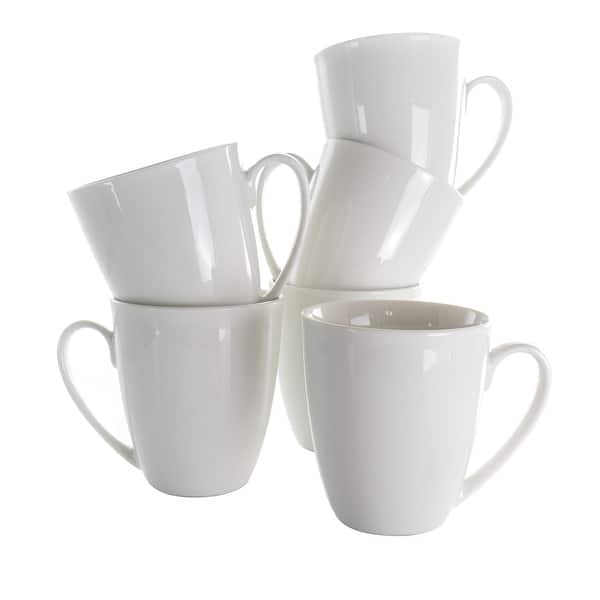12 Ounce Mug 6 Piece Set in Porcelain - White
