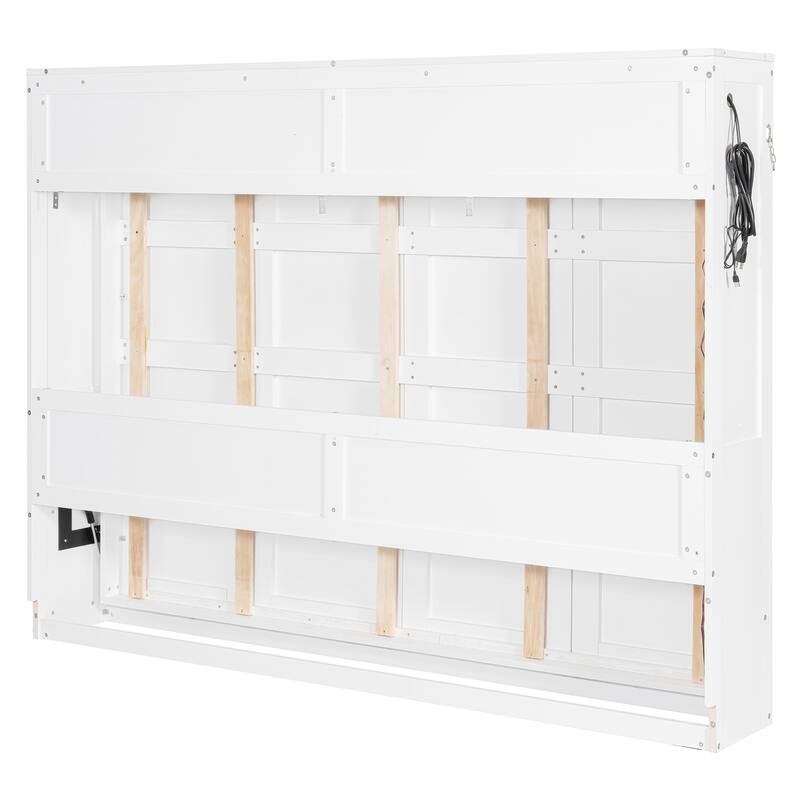 Side-Folding Printed Murphy Bed with LED and USB