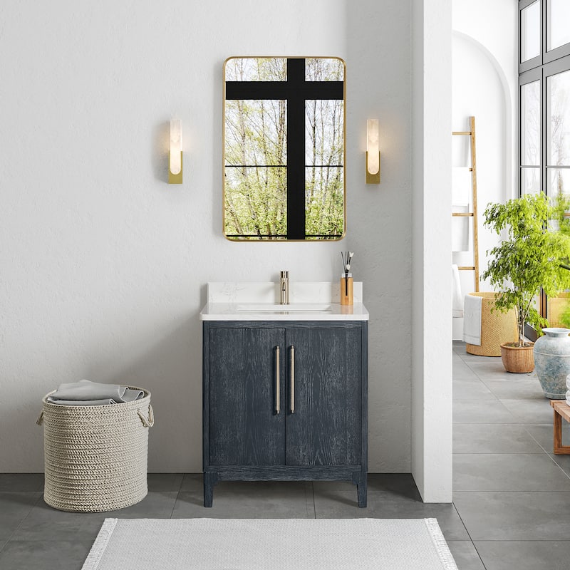 Gara Single Bath Vanity with Composite Stone Top without Mirror