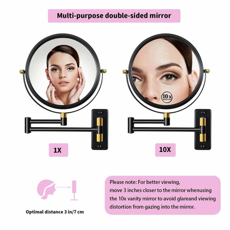 8" Wall Mounted Makeup Mirror Double Sided 1x/10x Magnification - 8''