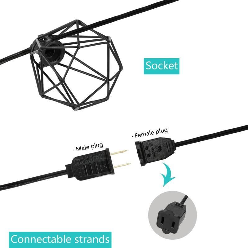JONATHAN Y 10 ft G40 Diamond String Lights - 10-Light, Indoor/Outdoor - 10-Light