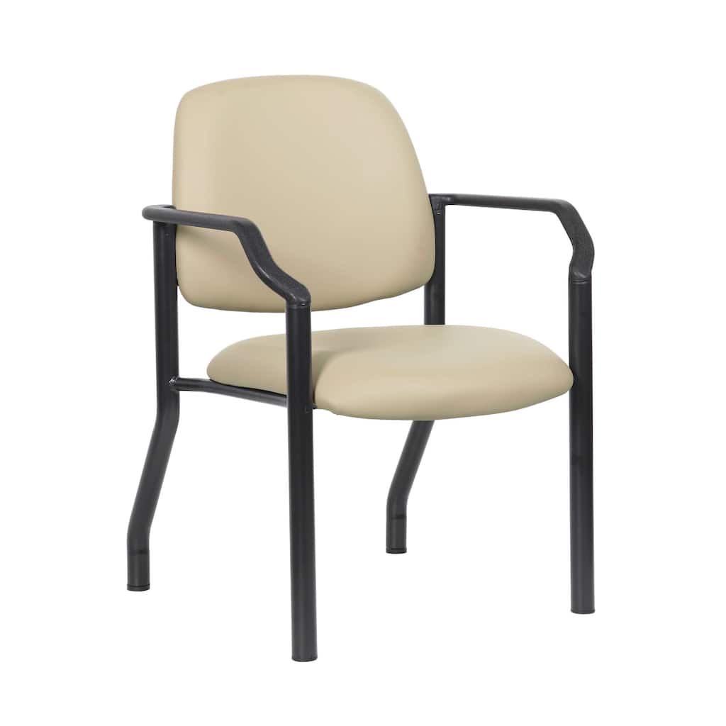 Theo Guest Chair with Modern Steel Frame, Beige Antimicrobial Vinyl