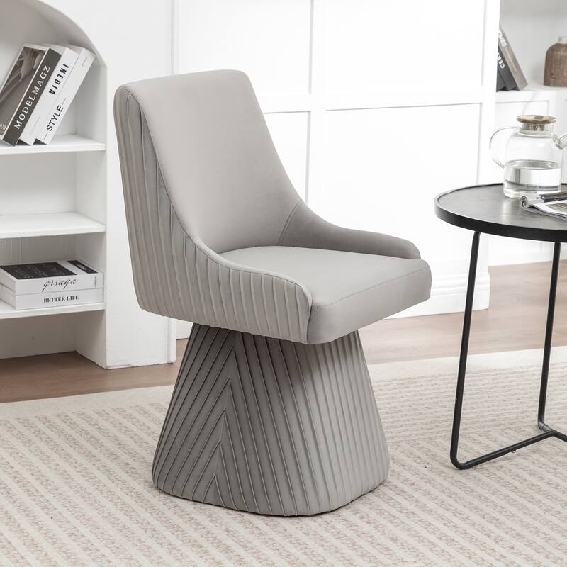 SEYNAR Modern Velvet 360 Degree Swivel Armless Dining chair - Grey