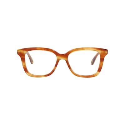 Chloé Square-Frame Bio Acetate Optical Frames, Transparent Lens, Shiny Blonde Havana Frame