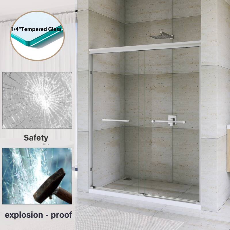 Double Sliding Framed Shower Door in Matte Black Finish