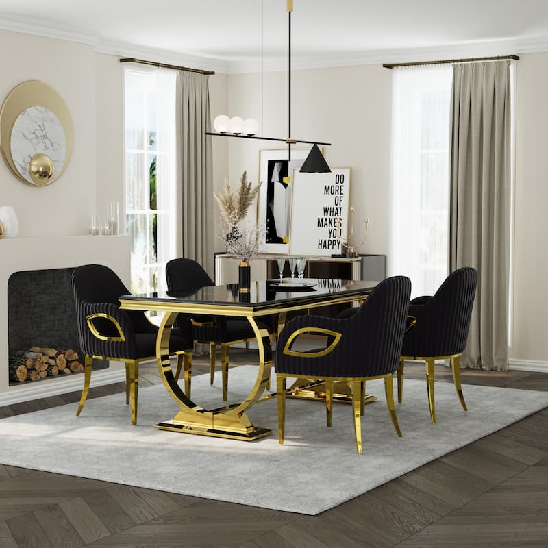Dining Table Set with Arm Dining Chairs