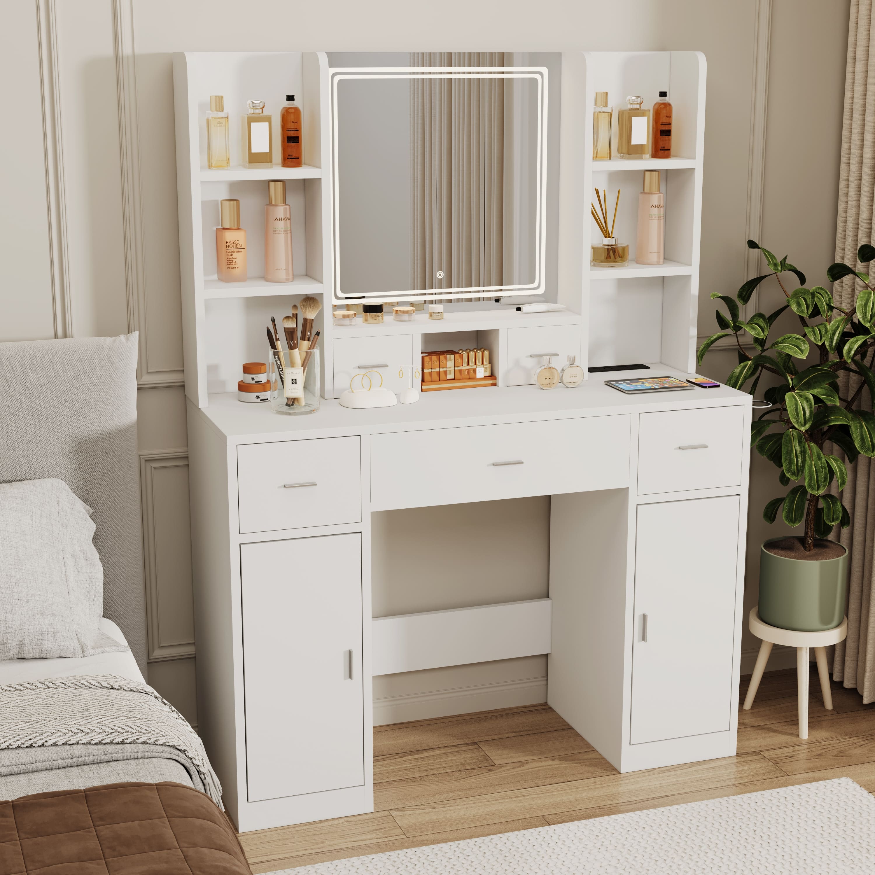 Smart Mirror Dressing Table with Drawers, Storage Cabinet and Dressing ...
