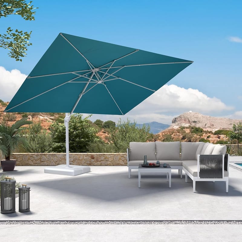 PURPLE LEAF 9 x 11 ft White Cantilever Patio Umbrella with 360 Degree Rotation
