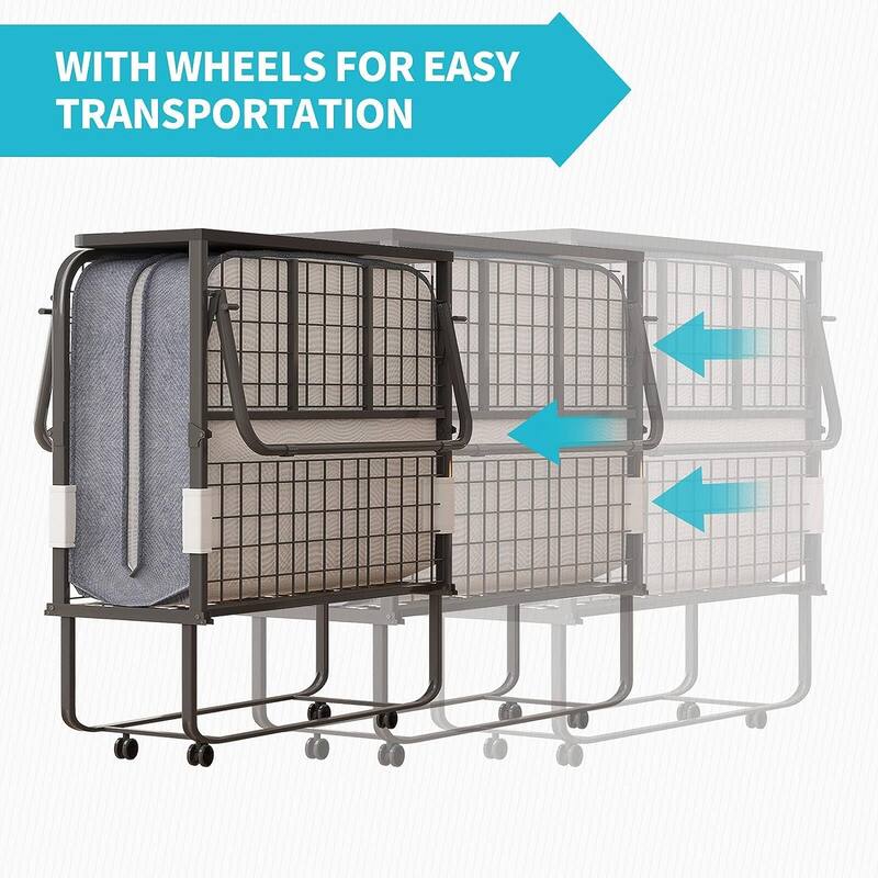 Mixoy Folding Bed with Mattress,Portable Foldable Roll Away Adult Bed for Guest,with Dustproof Bag & Baffle