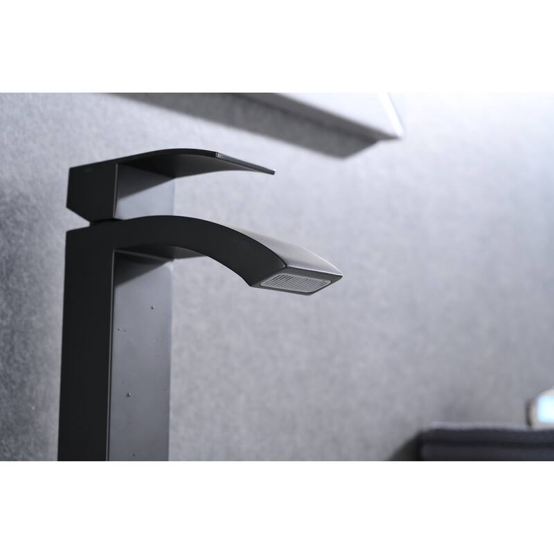 Single Handle Waterfall Bathroom Sink Faucet with Waterfall Spout, Rust and Corrosion Resistant, Easy Clean