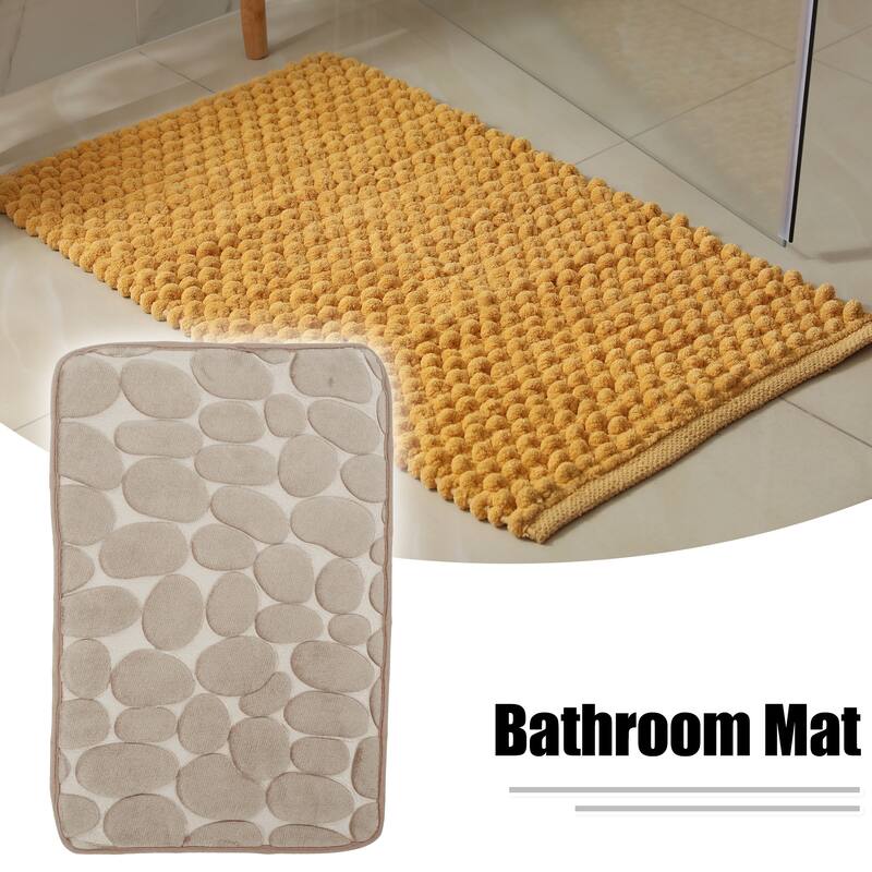 Non-Slip Bathroom Rugs, Polyester Bath Mat, Machine Washable Beige Cobblestone Pattern 23.62"x15.75" - Beige - 23.62"x 15.75"