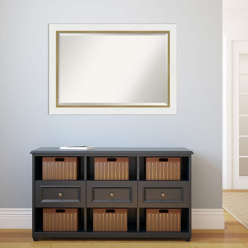 Beveled Wall Mirror - Eva White Gold Frame - Eva White Gold