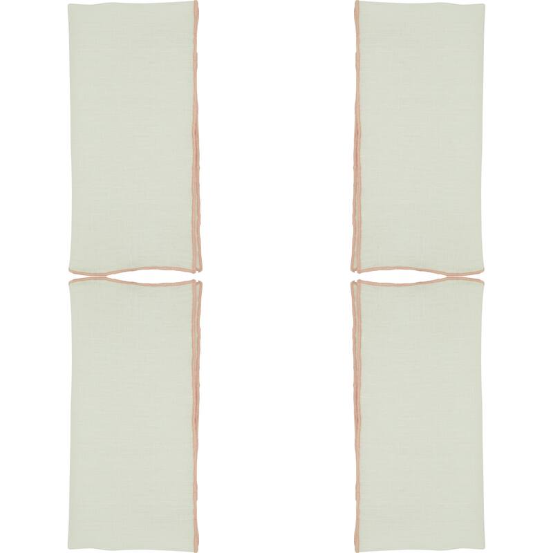 Stonewashed Linen Napkins With Stitched Border Design (Set of 4)