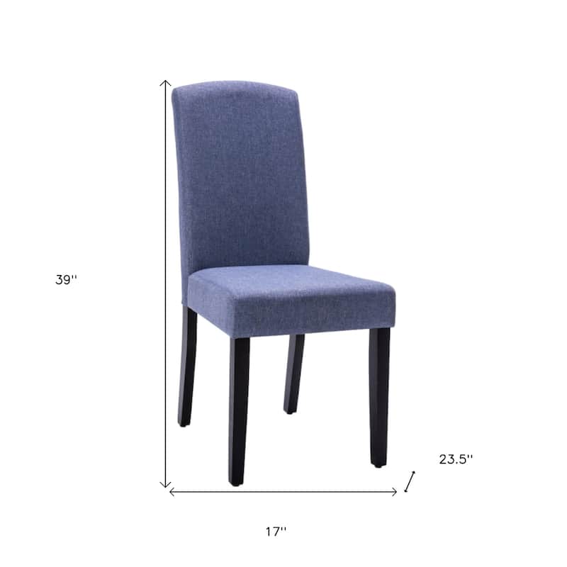 HomeRoots Set of Two Navy Blue And Black Upholstered Polyester Dining Parsons Chairs - 17.00 in. x 39.00 in. x 23.50 in.