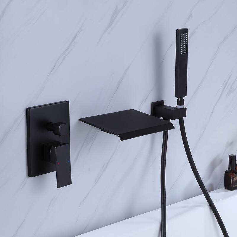 Single Handle Wall Mounted Roman Tub Faucet with Diverter and Handshower