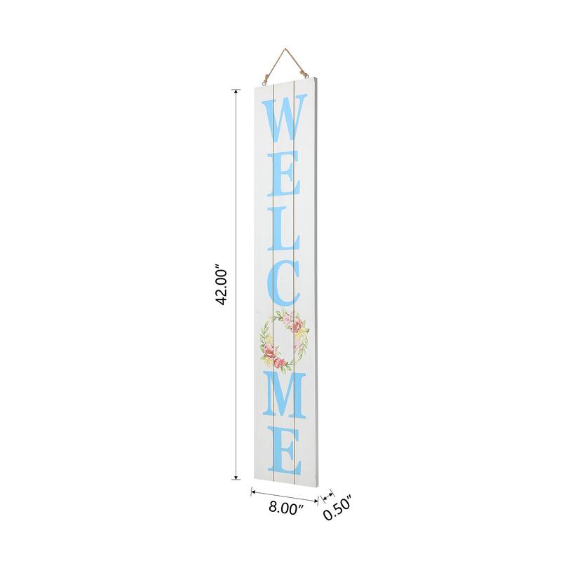 Glitzhome 42"H Wooden "HAPPY EASTER" Standing Hanging Porch Sign for Front Door