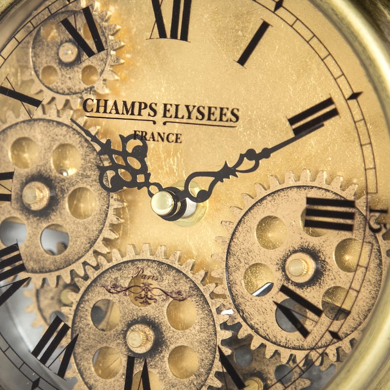 Yosemite Home Decor Brass Gear II Table Top Clock - 10 x 7.5 x 3