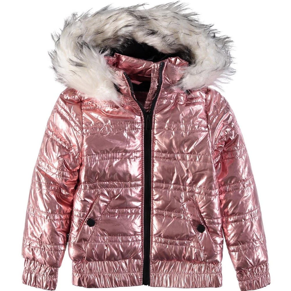 metallic pink puffer jacket