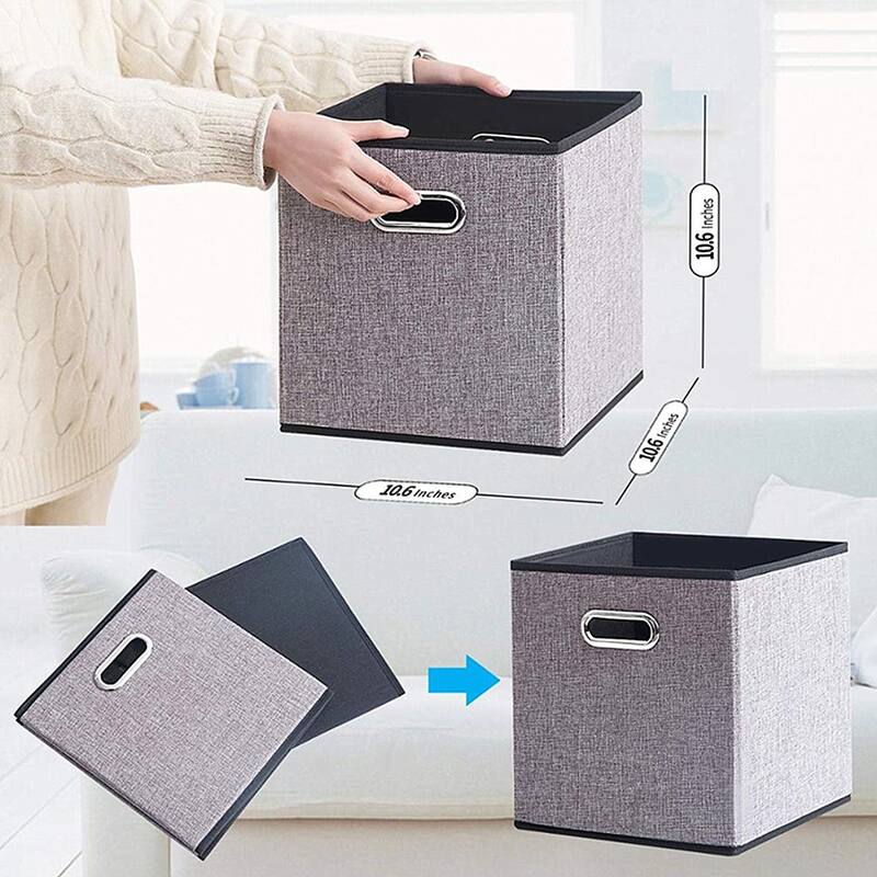 Enova Home Fabric Storage Bins Foldable Cube Organizer With Handles (Set of 4) - N/A
