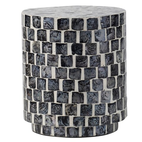 A&B Home Black and White 16-inch Mosiac Tile Coulmn Stool