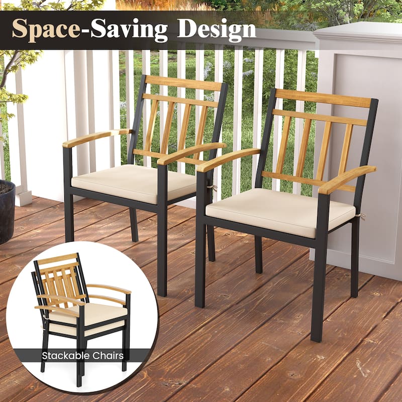 Costway Patio Dining Chairs Set of 2/4 Metal Outdoor Chairs with