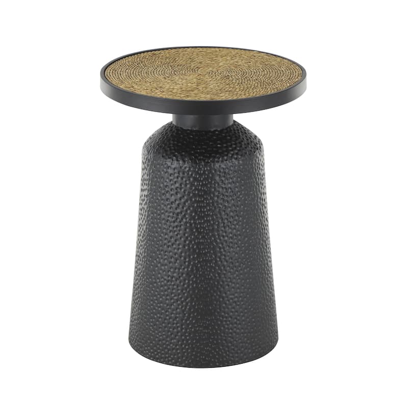 Metal Handmade Accent Table with Rope Tabletop - Black - Roche River Decor