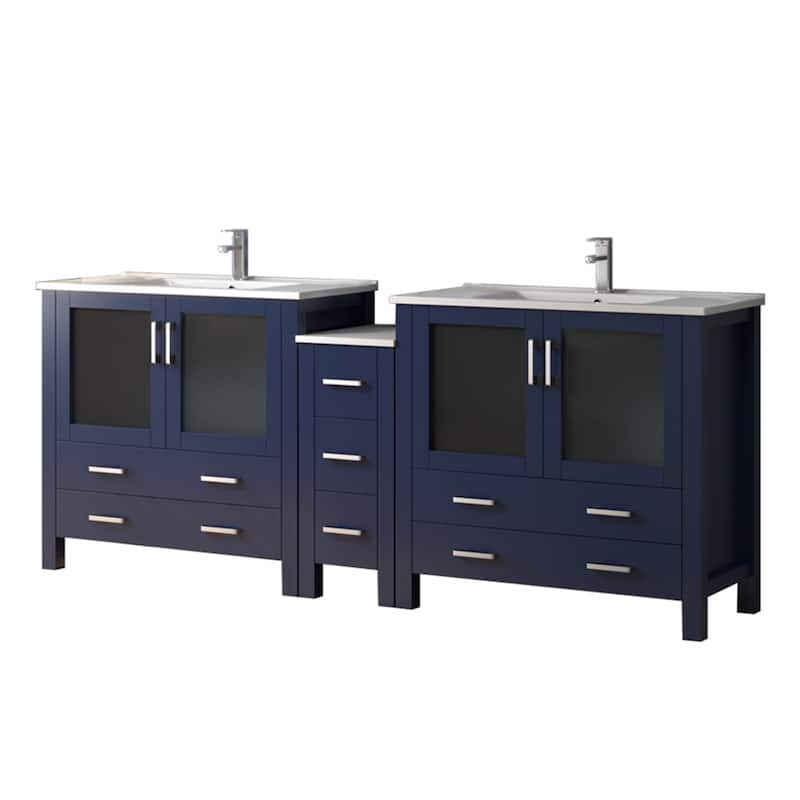 Volez Bath Vanity with Side Cabinet, Ceramic Top & Sink