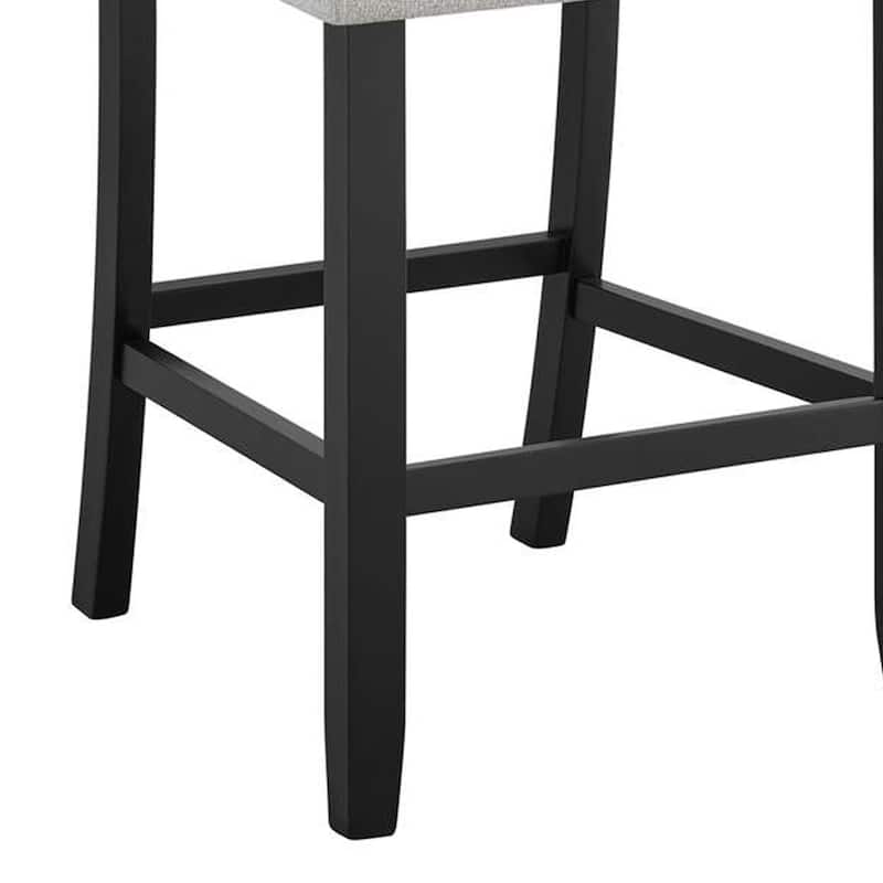 Riac Set of 2 Counter Height Chairs, Black Wood, Dove Gray Fabric Seat