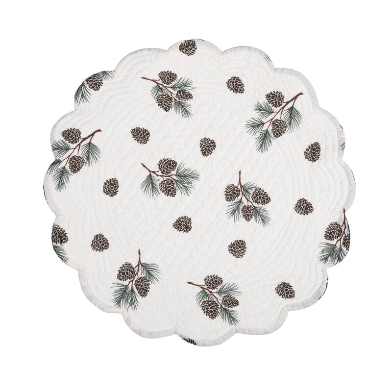 Greenstone Pines Round Quilted Placemat Set 6