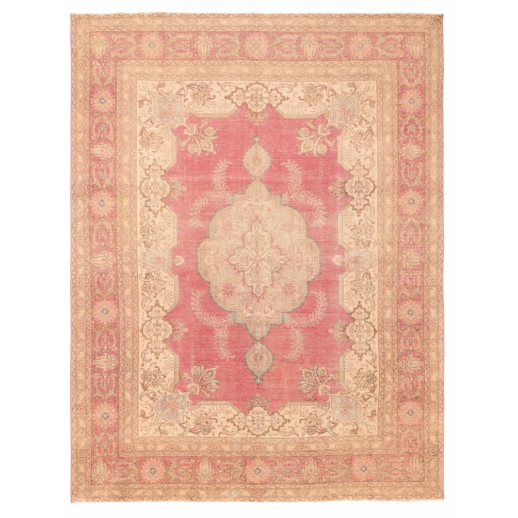ECARPETGALLERY Hand-knotted Antalya Vintage Dark Pink Wool Rug - 9'11 x 12'10