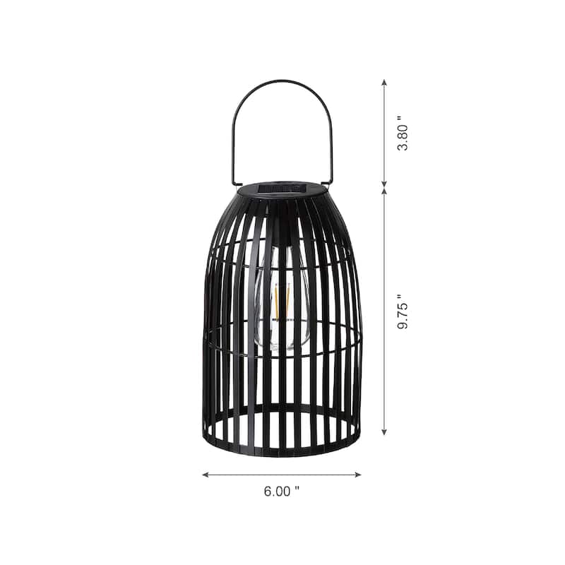 Glitzhome 9.75"H Metal Woven Solar Powered Outdoor Hanging Lantern