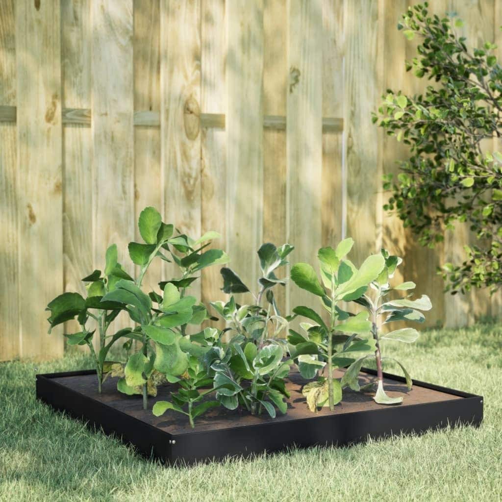vidaXL Garden Raised Bed Black Steel 39.4x39.4x7.3 in Durable - 39.4 x 39.4 x 7.3 in