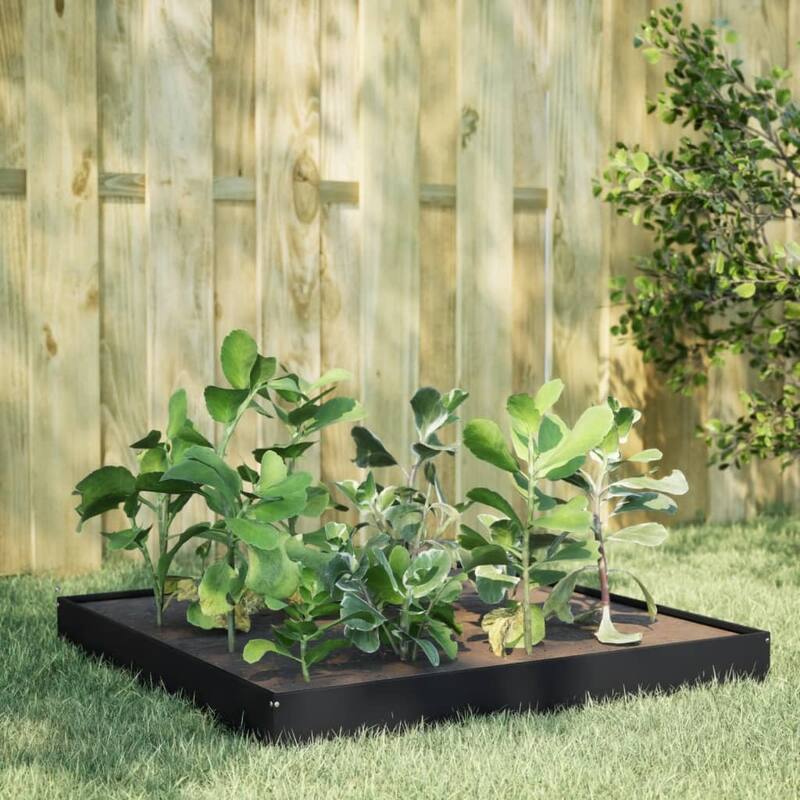 vidaXL Garden Raised Bed Black Steel 39.4x39.4x7.3 in Durable - 39.4 x 39.4 x 7.3 in