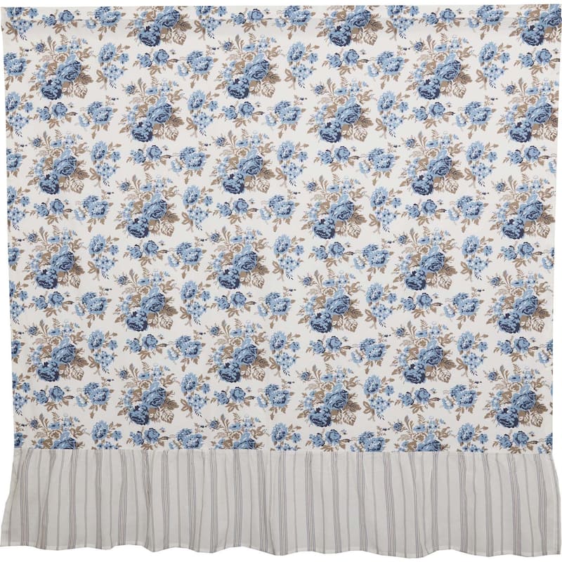 Annie Blue Floral Ruffled Shower Curtain 72x72