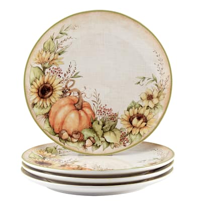Certified International Autumn Breeze 11" Dinner Plates, Set of 4 - 11" Diam x 1"