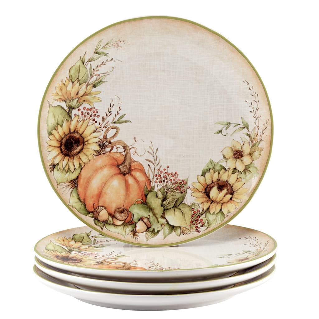 Certified International Autumn Breeze 11" Dinner Plates, Set of 4 - 11" Diam x 1"