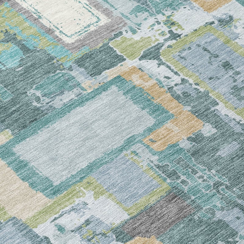 Machine Washable Indoor/ Outdoor Contemporary Geo Chantille Rug