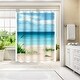 preview thumbnail 2 of 3, Beach Scene No 2 Watercolor by Michelle Mospens - coastal Shower Curtain - Americanflat