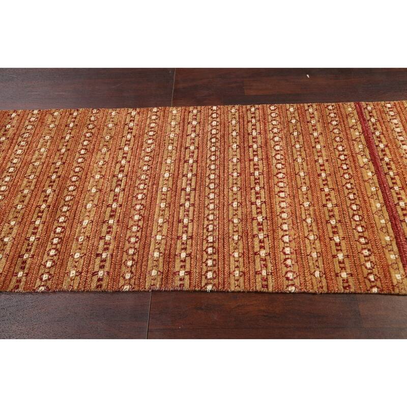 Striped Gabbeh Kashkoli Oriental Runner Rug Hand-knotted Wool Carpet - 2'9" x 8'1"