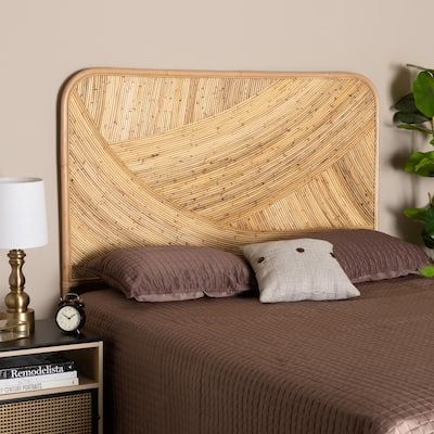 Delphi Modern Bohemian Natural Brown Rattan Queen Size Standalone Headboard