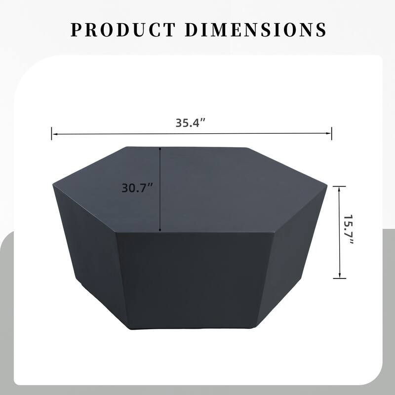 35-Inch Outdoor Side Table, Magnesium Oxide Hexagonal Coffee Table with Rain Cover