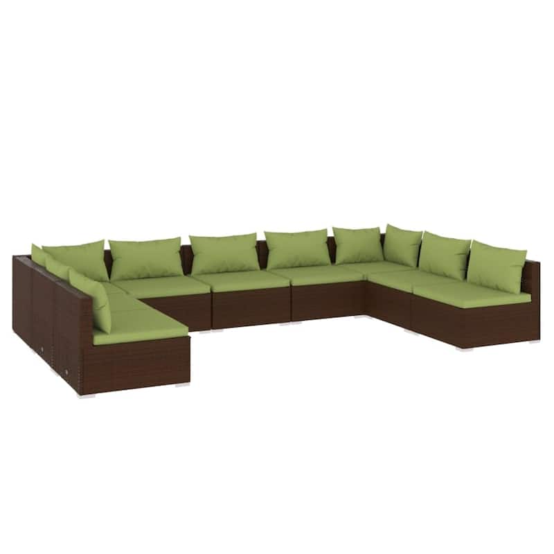 vidaXL Patio Lounge Set Outdoor Sectional Sofa Set Table Garden Poly Rattan - 27.6" x 27.6" x 23.8"