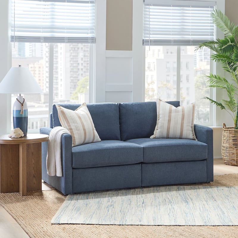 Flex 68" Square Arm Modular Loveseat by Flexsteel - 70" x 35" x 37" - Denim
